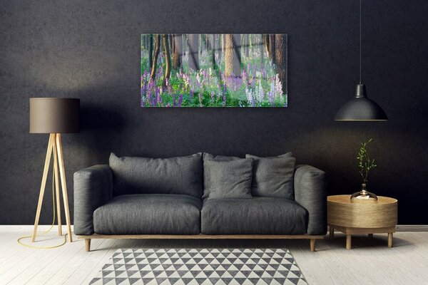 Obraz na skle Les kvety príroda 100x50 cm 2 Prívesky