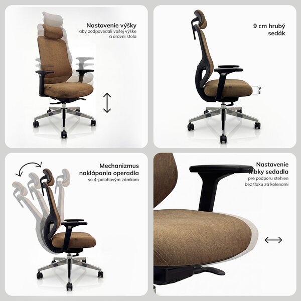 Ergonomická kancelárska stolička hnedá AXIS