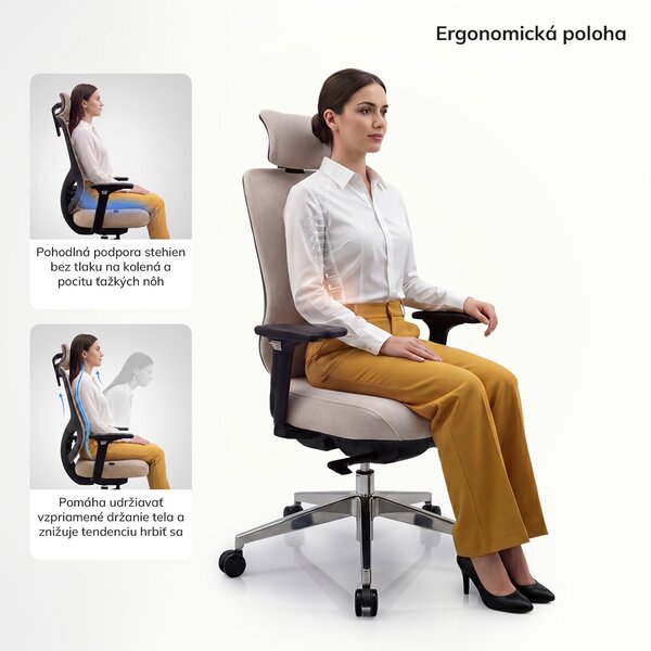Ergonomická kancelárska stolička svetlobéžová AXIS