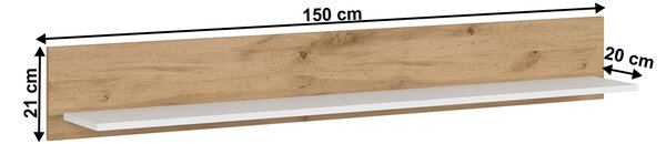 NovýNábytok.sk Polička 150 cm Vilgi 150 (biela + dub wotan). Vlastná spoľahlivá doprava až k Vám domov. 1064646