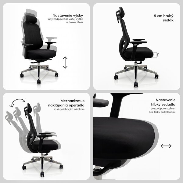 Ergonomická kancelárska stolička čierna AXIS