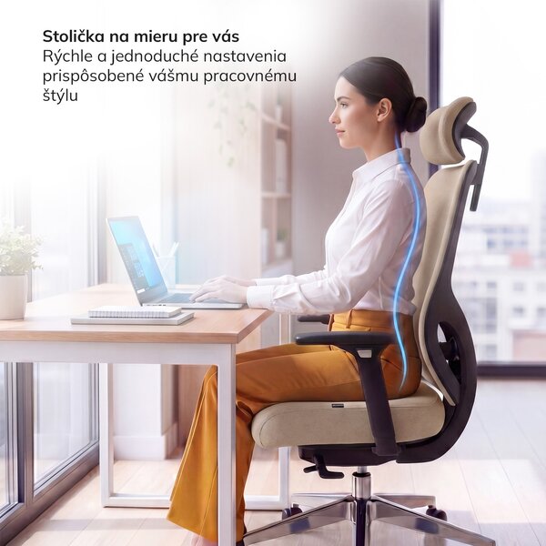 Ergonomická kancelárska stolička svetlobéžová AXIS