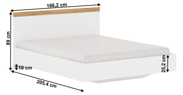 NovýNábytok.sk Manželská posteľ 160 cm Vilgi (biela + dub wotan). Vlastná spoľahlivá doprava až k Vám domov. 1064651