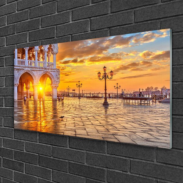 Obraz na skle Park slnko architektúra 100x50 cm 2 Prívesky