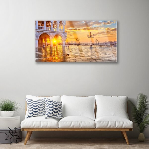 Obraz na skle Park slnko architektúra 100x50 cm 2 Prívesky