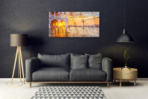 Obraz na skle Park slnko architektúra 100x50 cm 2 Prívesky