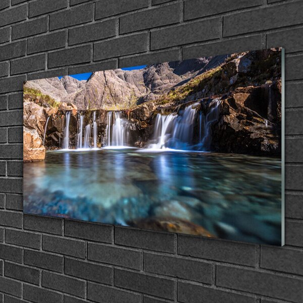 Obraz na skle Vodopád príroda 100x50 cm 2 Prívesky