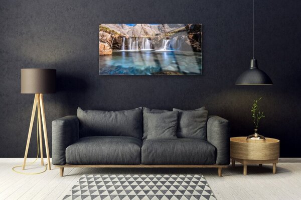 Obraz na skle Vodopád príroda 100x50 cm 2 Prívesky
