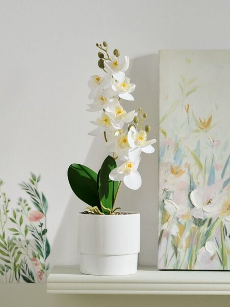 Sinsay - Umelá dekoratívna orchidea v kvetináči - biela