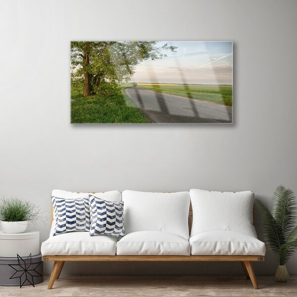 Obraz na skle Scestie strom tráva krajina 100x50 cm 2 Prívesky