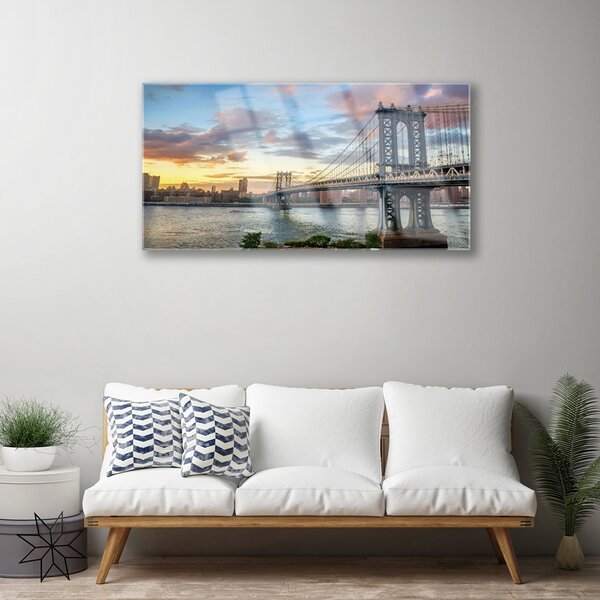Obraz na skle Most mesto architektúra 100x50 cm 2 Prívesky