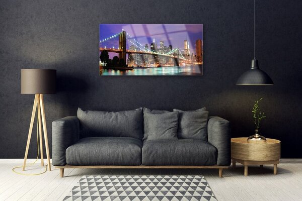 Obraz na skle Most mesto architektúra 100x50 cm 2 Prívesky