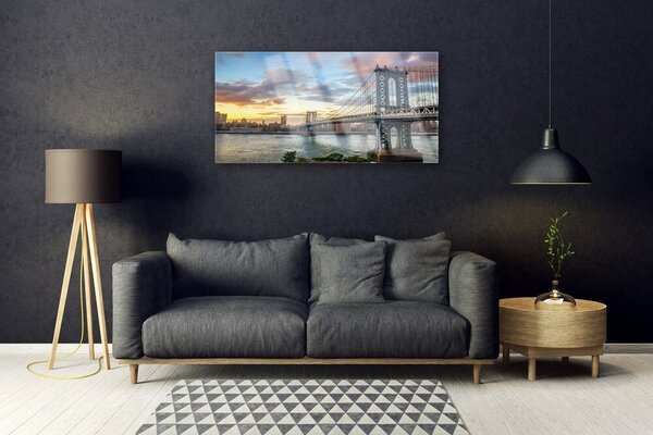 Obraz na skle Most mesto architektúra 100x50 cm 2 Prívesky