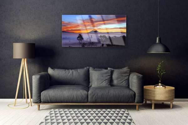 Obraz na skle Stromy hmla krajina 100x50 cm 2 Prívesky