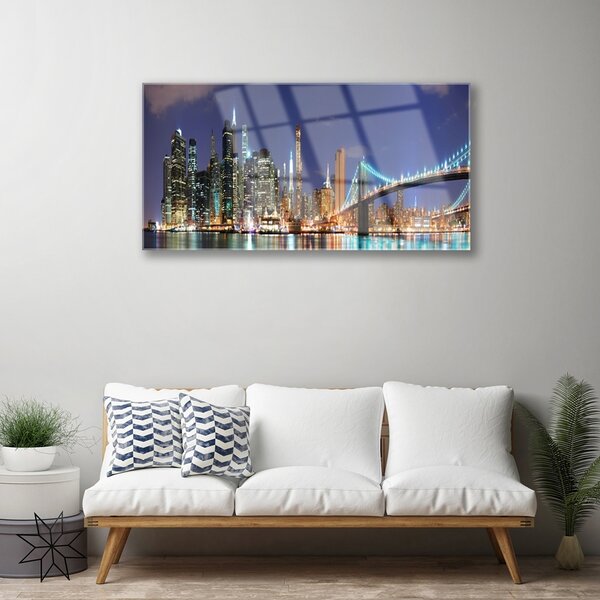 Obraz na skle Most mesto architektúra 100x50 cm 2 Prívesky