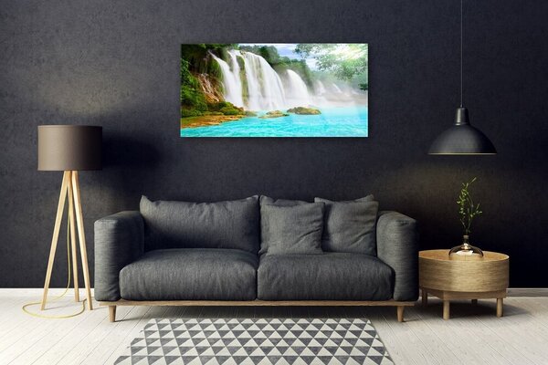 Skleneny obraz Vodopád jazero príroda 100x50 cm 2 Prívesky