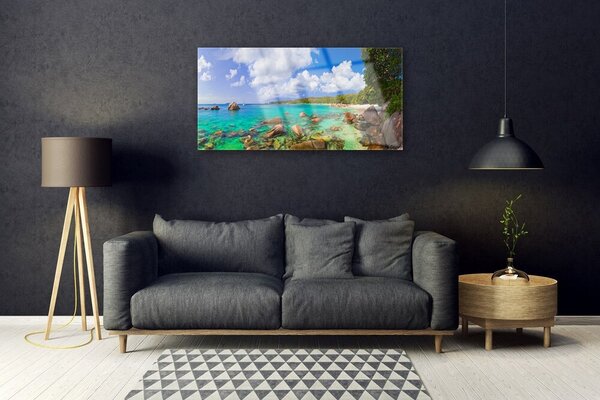 Skleneny obraz More kamene krajina 100x50 cm 2 Prívesky