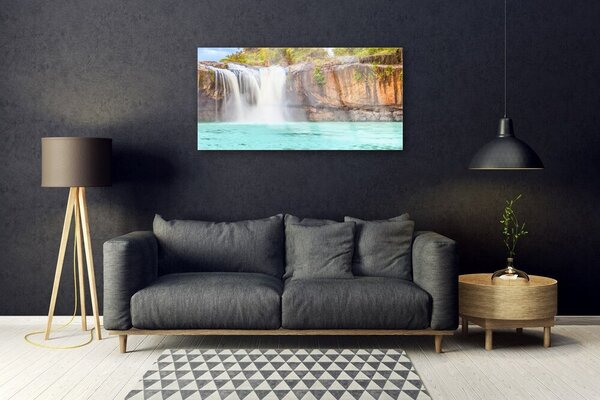 Skleneny obraz Vodopád jazero príroda 100x50 cm 2 Prívesky