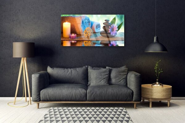 Skleneny obraz Sviečky kamene kvet 100x50 cm 2 Prívesky
