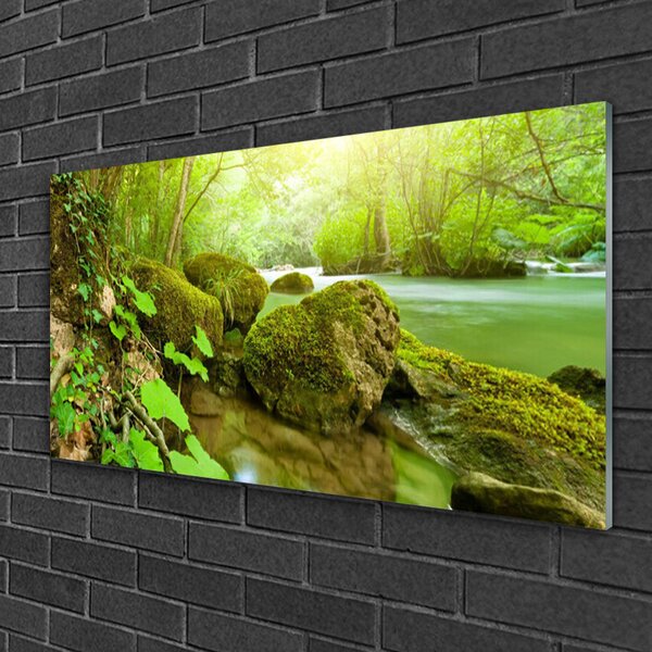 Skleneny obraz Jazero kamene príroda 100x50 cm 2 Prívesky