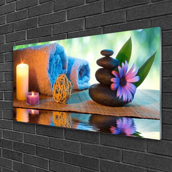 Skleneny obraz Sviečky kamene kvet 100x50 cm 2 Prívesky