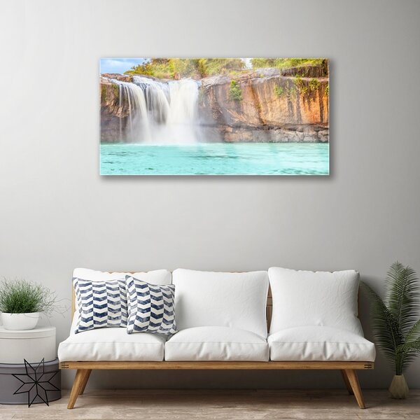 Skleneny obraz Vodopád jazero príroda 100x50 cm 2 Prívesky