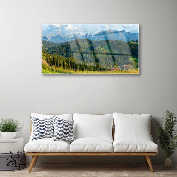 Skleneny obraz Hora les príroda 100x50 cm 2 Prívesky