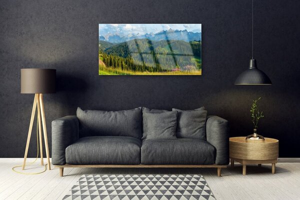Skleneny obraz Hora les príroda 100x50 cm 2 Prívesky