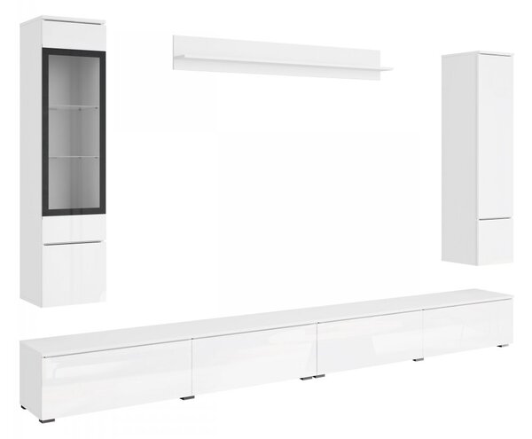 Mirjan24 Nábytok do obývacej izby Sawoti VIII + LED, Farby: biela / biely lesk 5903211513930