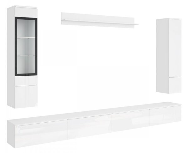 Mirjan24 Nábytok do obývacej izby Sawoti VIII + LED, Farby: biela / biely lesk 5903211513930