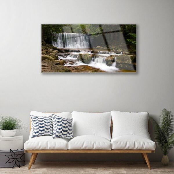 Skleneny obraz Vodopád les príroda 100x50 cm 2 Prívesky