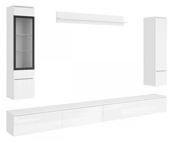 Mirjan24 Nábytok do obývacej izby Sawoti VIII + LED, Farby: biela / biely lesk 5903211513930