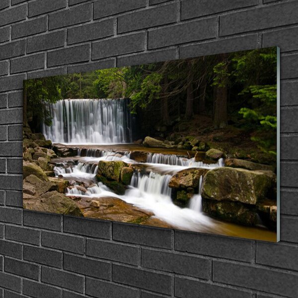 Skleneny obraz Vodopád les príroda 100x50 cm 2 Prívesky