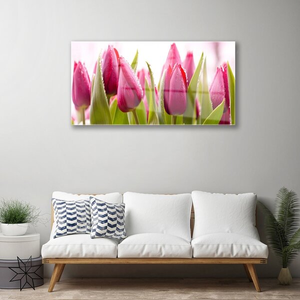Skleneny obraz Tulipány kvety rastlina 100x50 cm 2 Prívesky