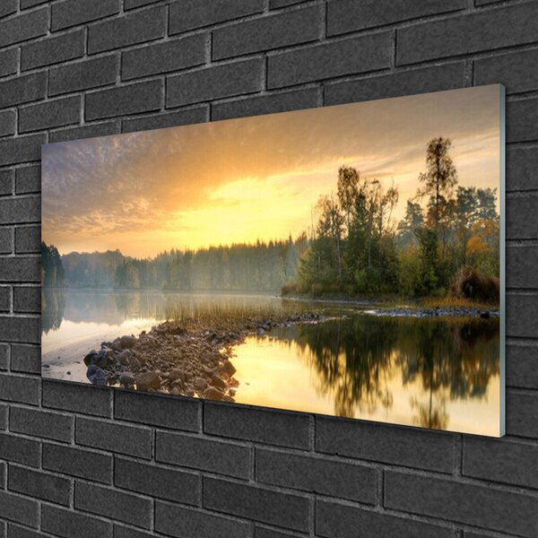 Skleneny obraz Jazero kamene krajina 100x50 cm 2 Prívesky