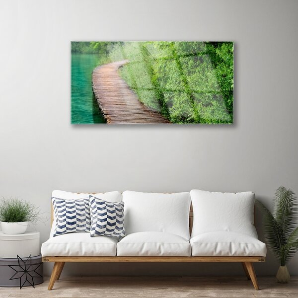Skleneny obraz Most stromy architektúra 100x50 cm 2 Prívesky