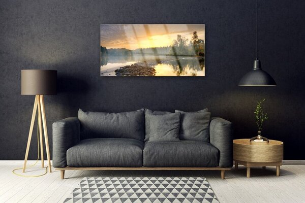 Skleneny obraz Jazero kamene krajina 100x50 cm 2 Prívesky