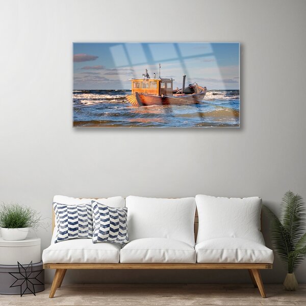 Skleneny obraz Loďka more príroda 100x50 cm 2 Prívesky