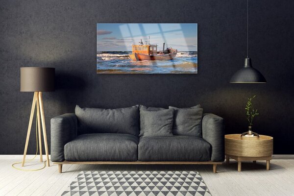 Skleneny obraz Loďka more príroda 100x50 cm 2 Prívesky