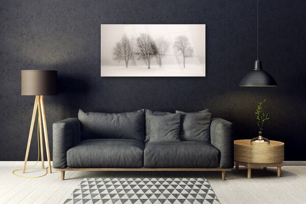 Skleneny obraz Sneh stromy príroda 100x50 cm 2 Prívesky