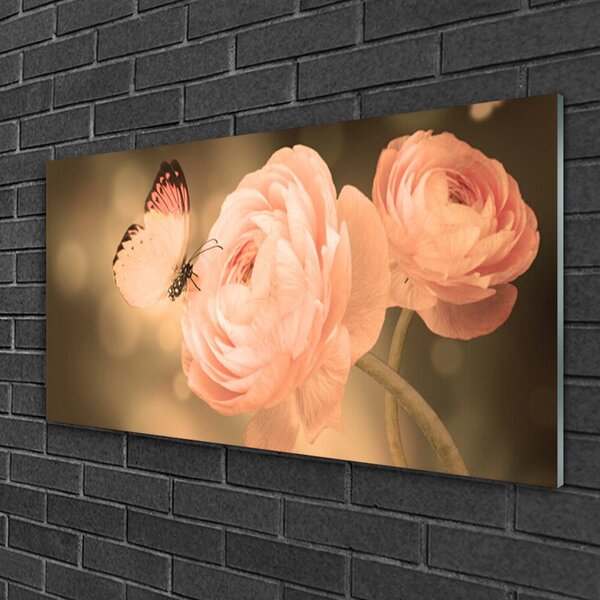 Skleneny obraz Motýľ ruže príroda 100x50 cm 2 Prívesky