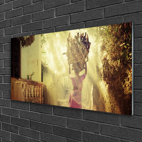 Skleneny obraz Žena dříví človek 100x50 cm 2 Prívesky