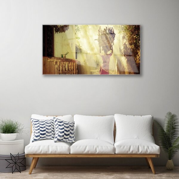 Skleneny obraz Žena dříví človek 100x50 cm 2 Prívesky