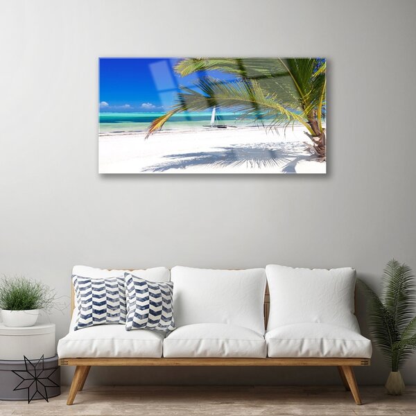 Skleneny obraz Pláž palma príroda 100x50 cm 2 Prívesky