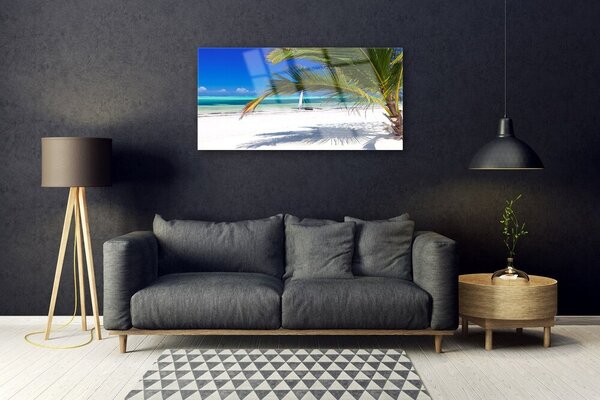 Skleneny obraz Pláž palma príroda 100x50 cm 2 Prívesky