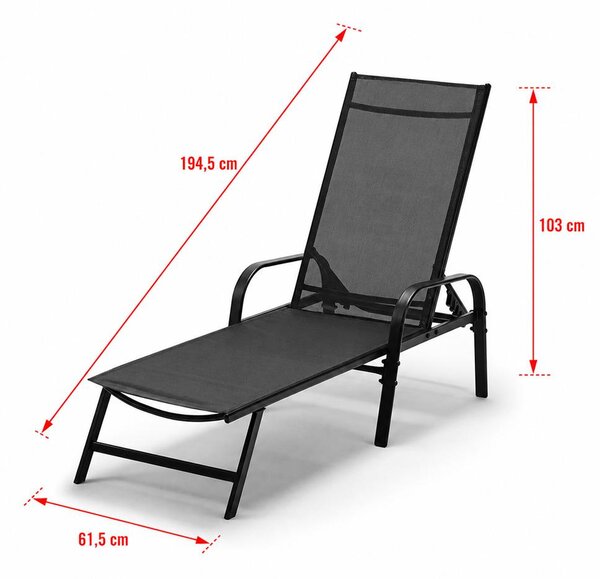 Polohovateľné relaxačné lehátko Avenberg MARGARITA čierna