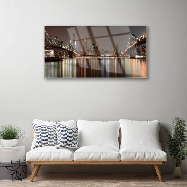 Obraz na skle Mesto mosty architektúra 100x50 cm 2 Prívesky