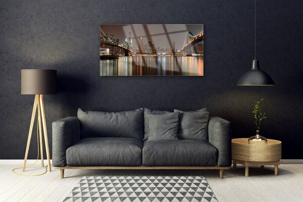 Obraz na skle Mesto mosty architektúra 100x50 cm 2 Prívesky