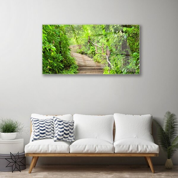 Obraz na skle Schody príroda 100x50 cm 2 Prívesky