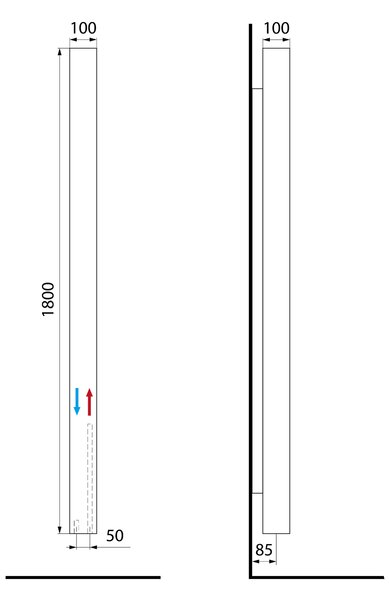 Sapho Sapho, CUBIQ vykurovacie teleso 100x1800 mm, biela matná, LQ284